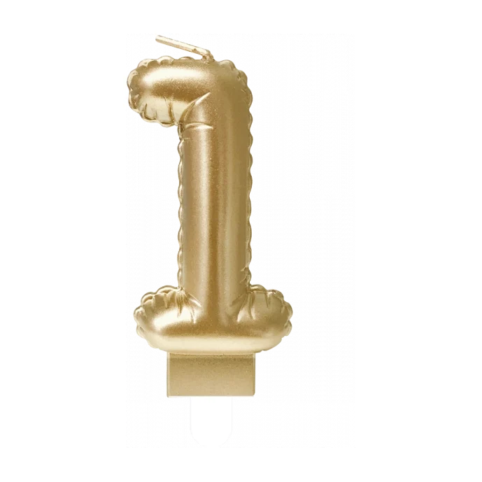 Folieballon cijfer kaars Goud 1