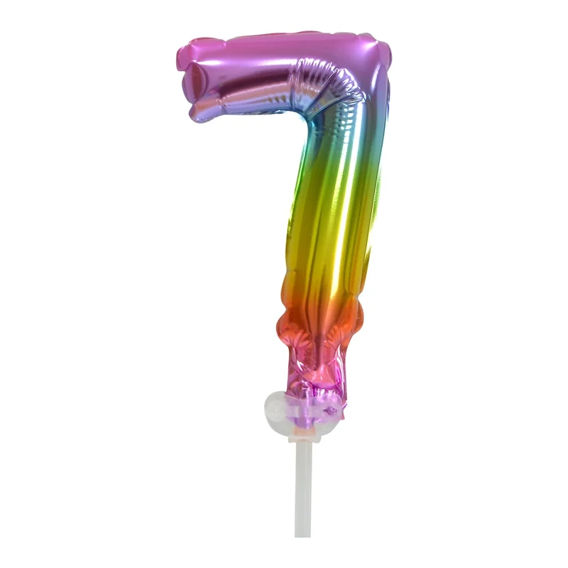 Folieballon taartversiering regenboog cijfer 7