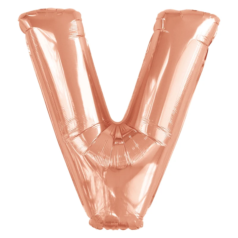 Letterballon V Rose Goud XL 86cm