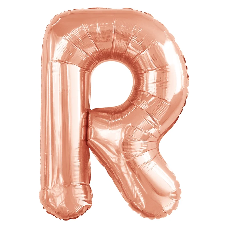 Letterballon R Rose Goud XL 86cm