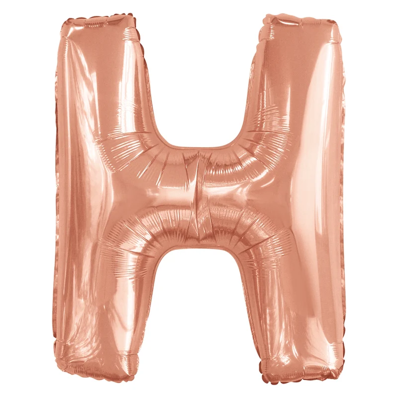 Letterballon H Rose Goud XL 86cm