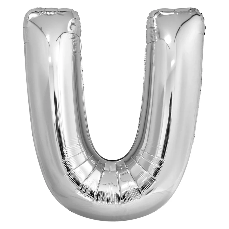 Letterballon U Zilver XL 86cm