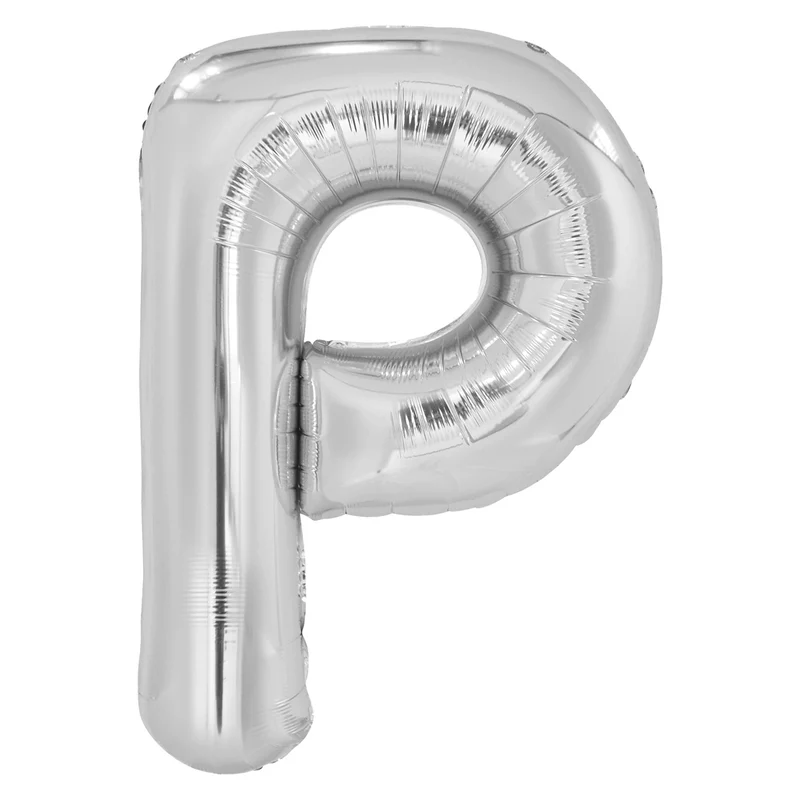 Letterballon P Zilver XL 86cm