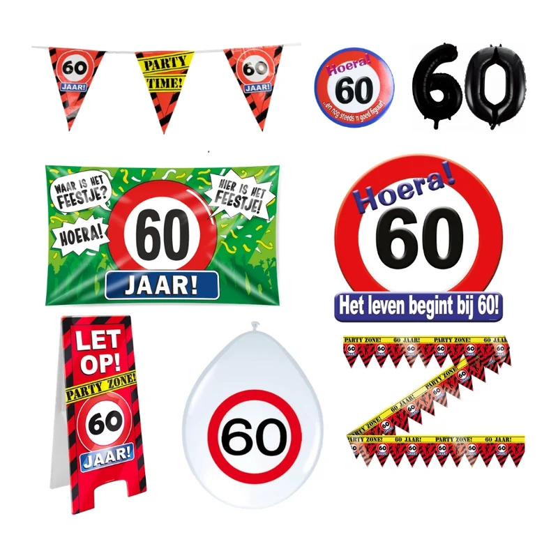60 jaar verjaardag versiering pakket verkeersbord XL