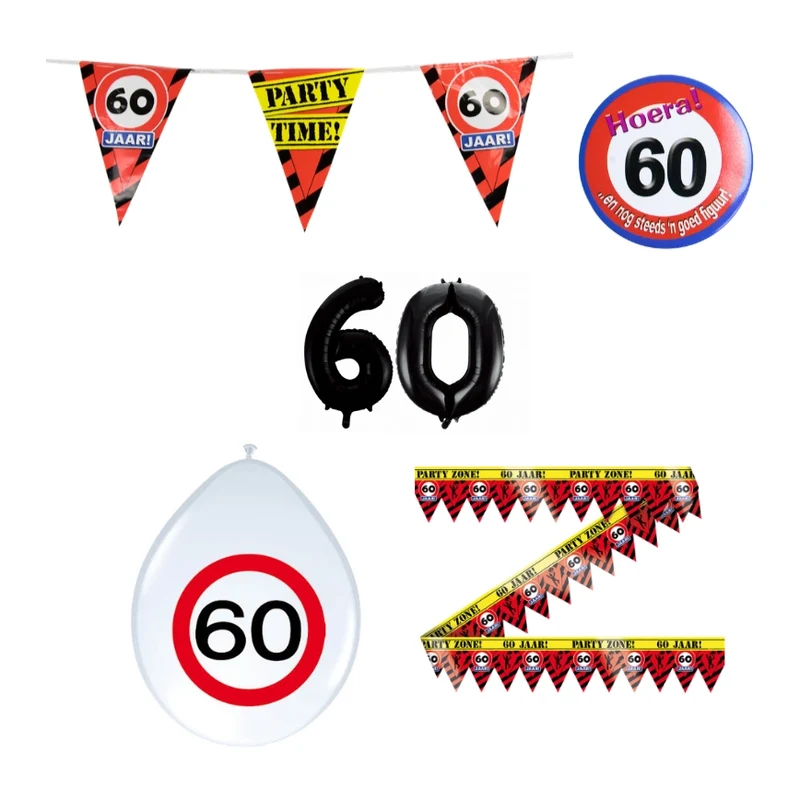 60 jaar verjaardag versiering pakket verkeersbord