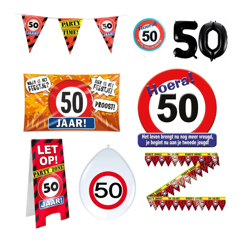 50 jaar verjaardag versiering pakket verkeersbord XL
