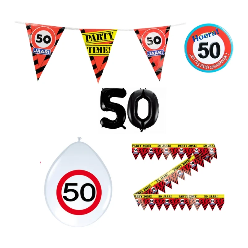 50 jaar verjaardag versiering pakket verkeersbord