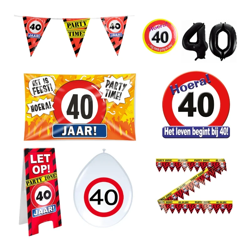 40 jaar verjaardag versiering pakket verkeersbord XL