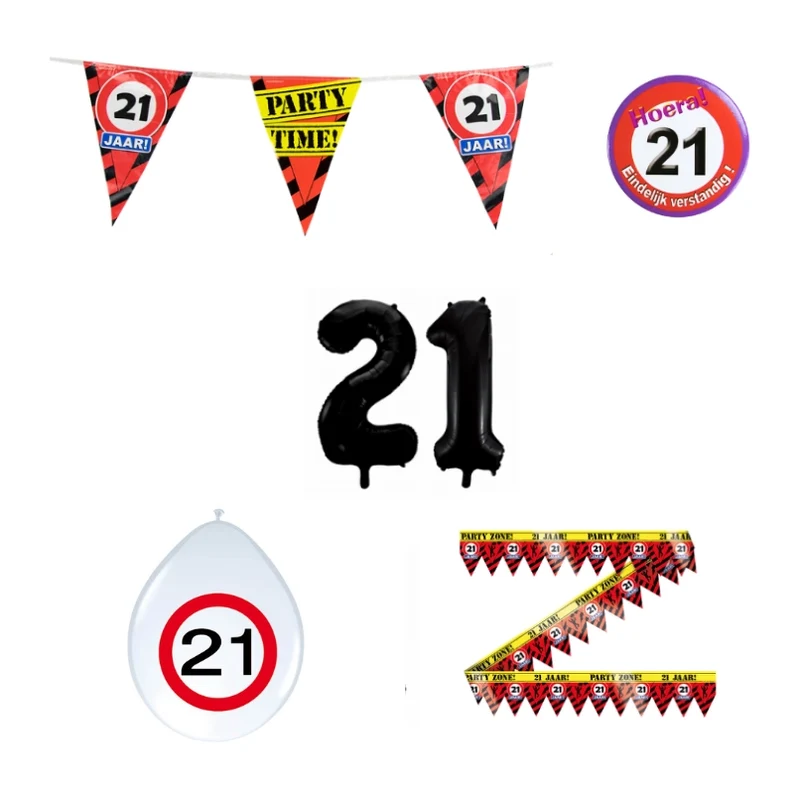 21 jaar verjaardag versiering pakket verkeersbord