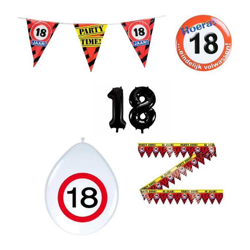 18 jaar verjaardag versiering pakket verkeersbord