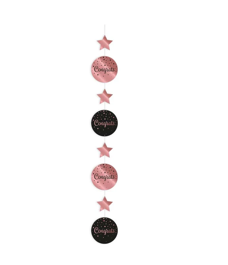 Hang decoratie rosé/zwart - Happy Birthday