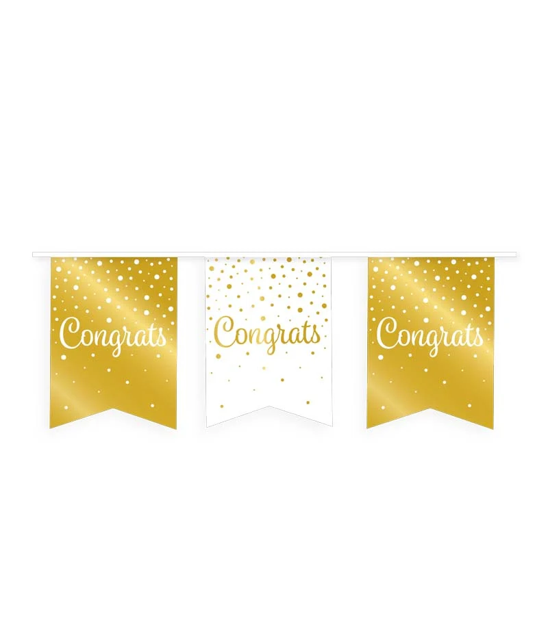 Vlaggenlijn goud/wit Congrats (6m)