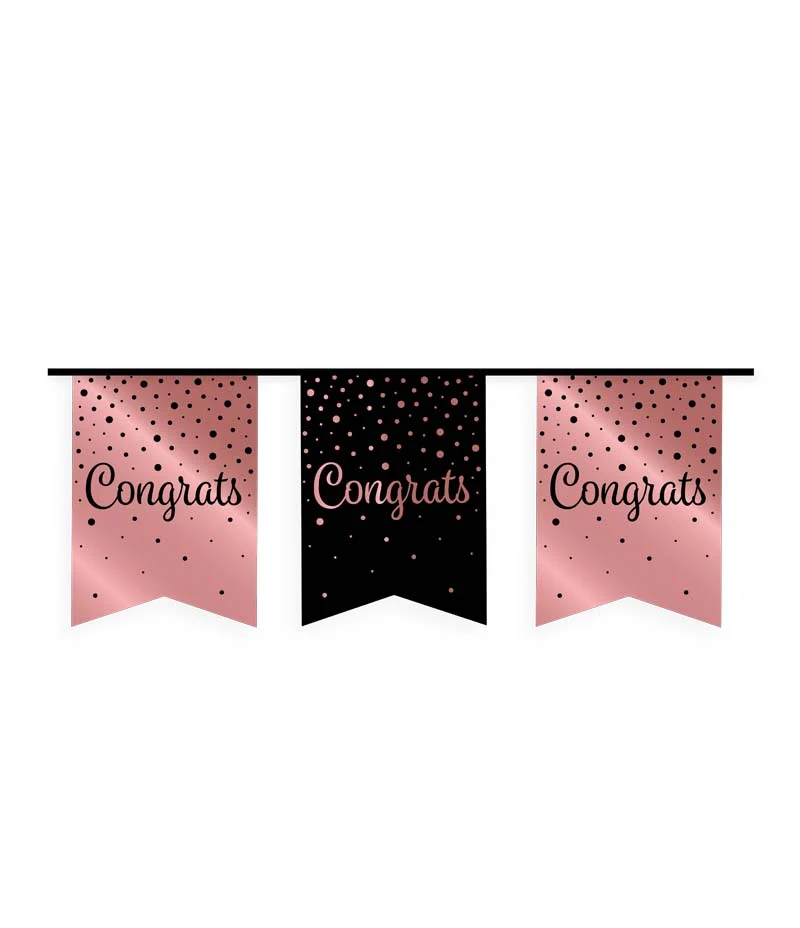 Vlaggenlijn rosé/zwart Congrats (6m)