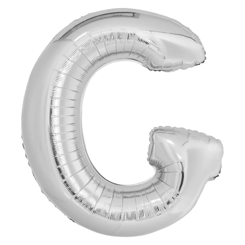 Letterballon G Zilver XL 86cm