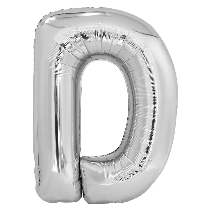 Letterballon D Zilver XL 86cm
