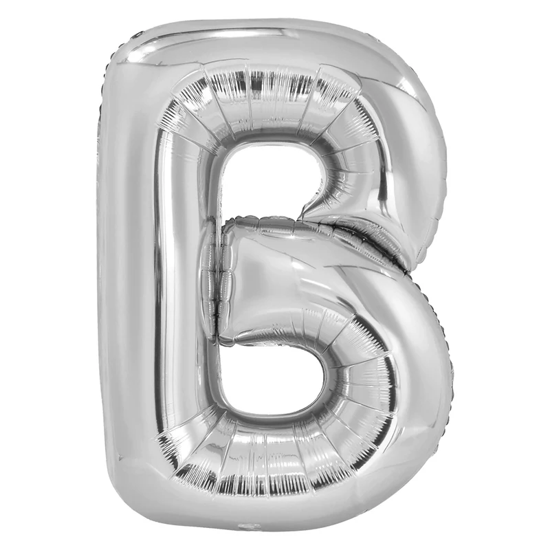 Letterballon B Zilver XL 86cm