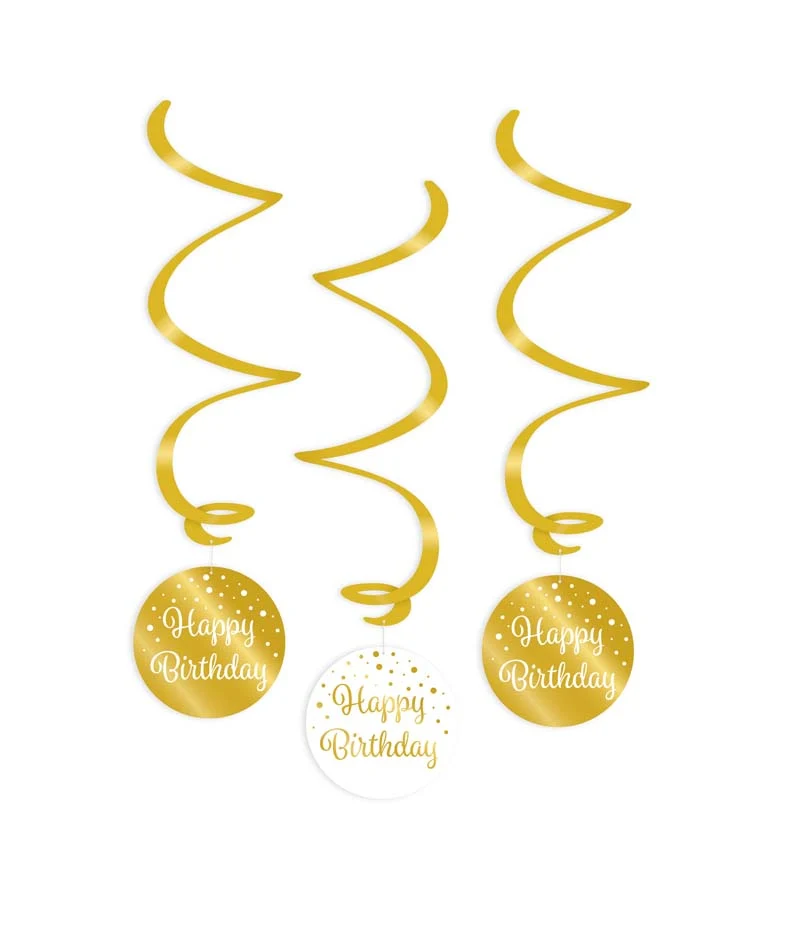 Swirl goud/wit - Happy Birthday