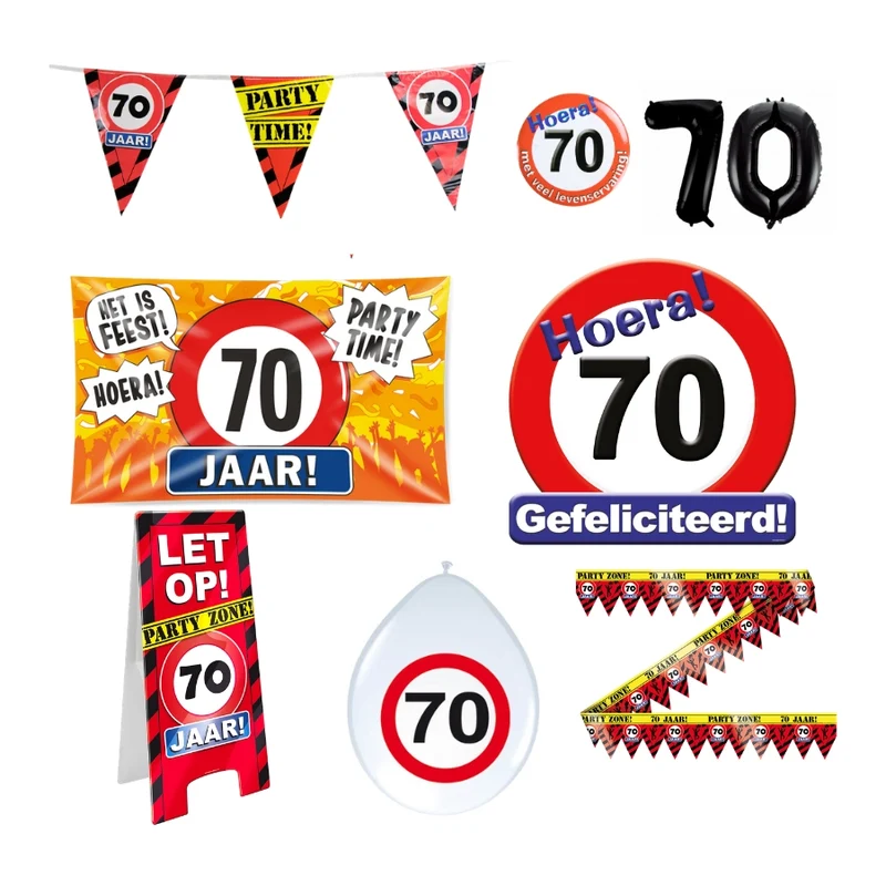 70 jaar verjaardag versiering pakket verkeersbord XL