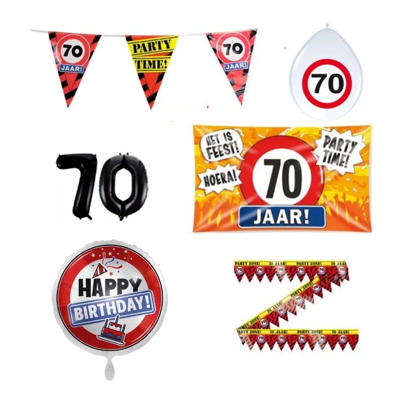 70 jaar verjaardag versiering pakket verkeersbord incl. Gevelvlag