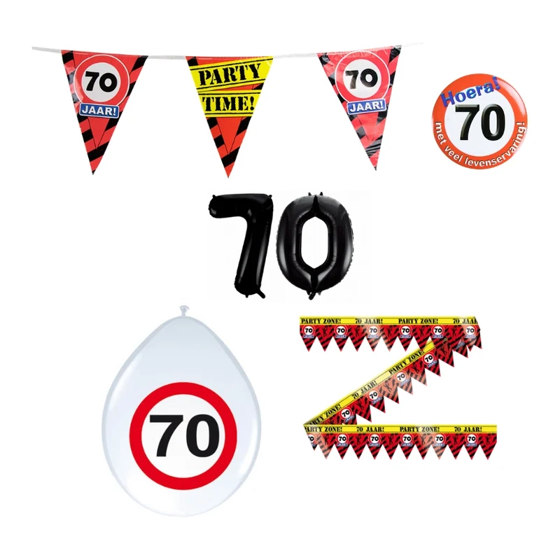 70 jaar verjaardag versiering pakket verkeersbord