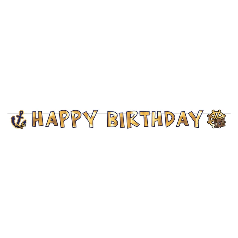 Happy Birthday slinger Pirates Map Piraten feestje 180cm