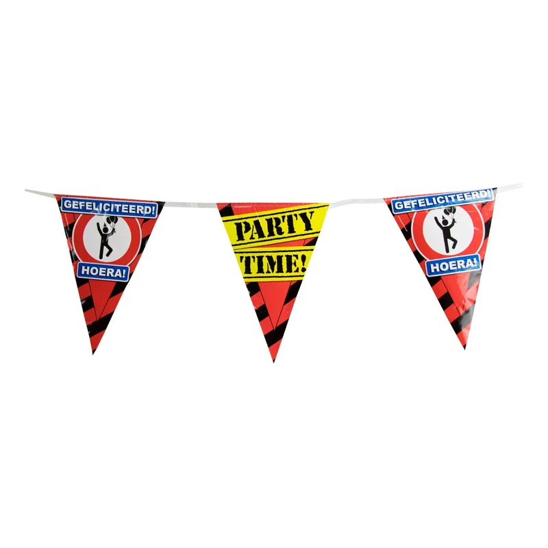 Party vlaggenlijn 10 meter - gefeliciteerd
