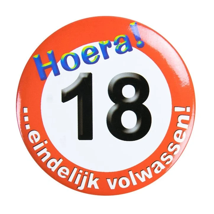 Button klein - 18 jaar verkeersbord