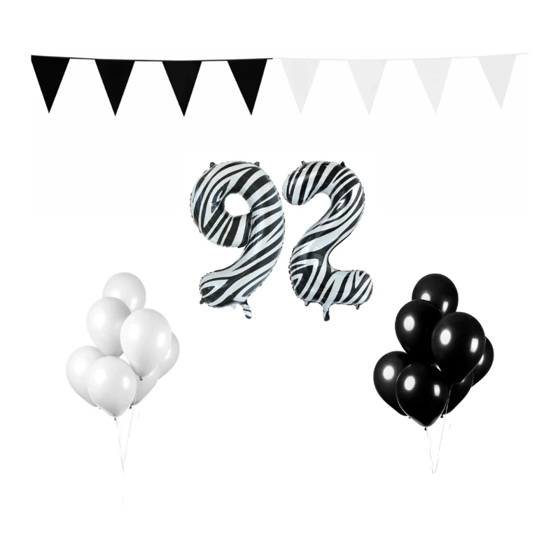 92 jaar Verjaardag Versiering Pakket Zebra