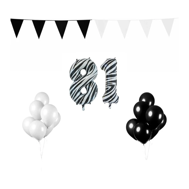 81 jaar Verjaardag Versiering Pakket Zebra