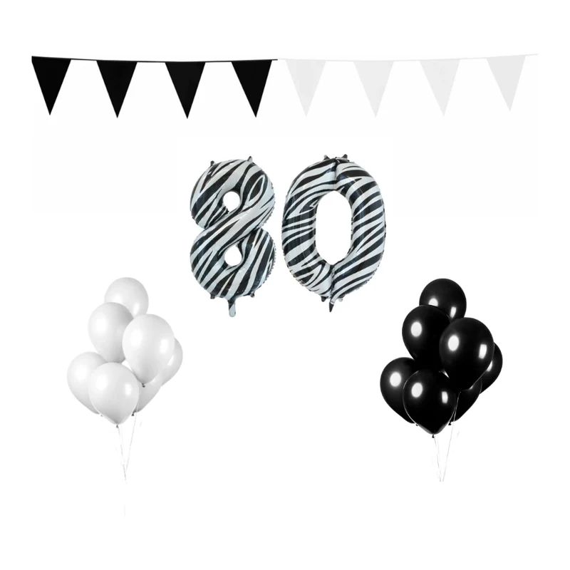 80 jaar Verjaardag Versiering Pakket Zebra