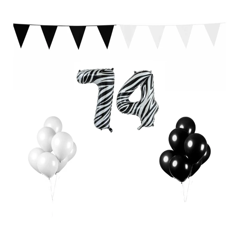 74 jaar Verjaardag Versiering Pakket Zebra