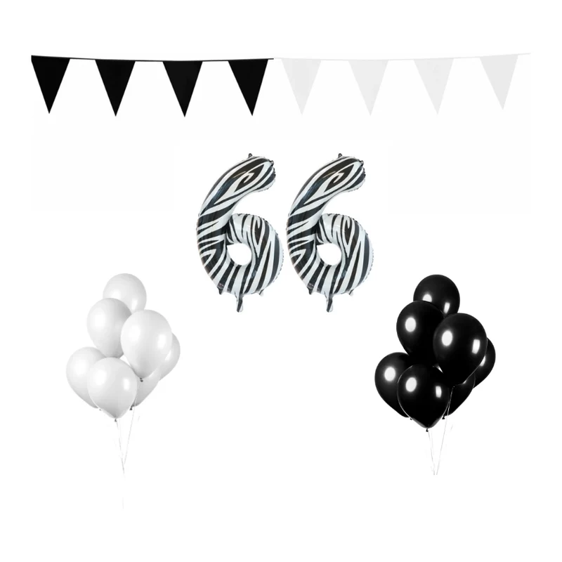 66 jaar Verjaardag Versiering Pakket Zebra