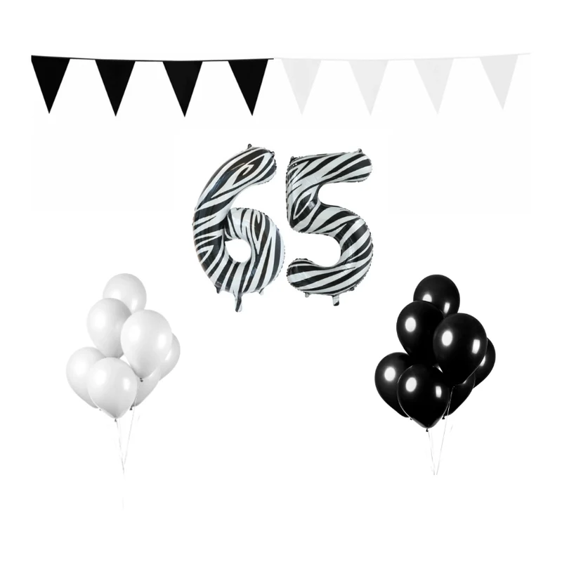 65 jaar Verjaardag Versiering Pakket Zebra