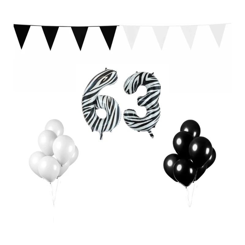 63 jaar Verjaardag Versiering Pakket Zebra