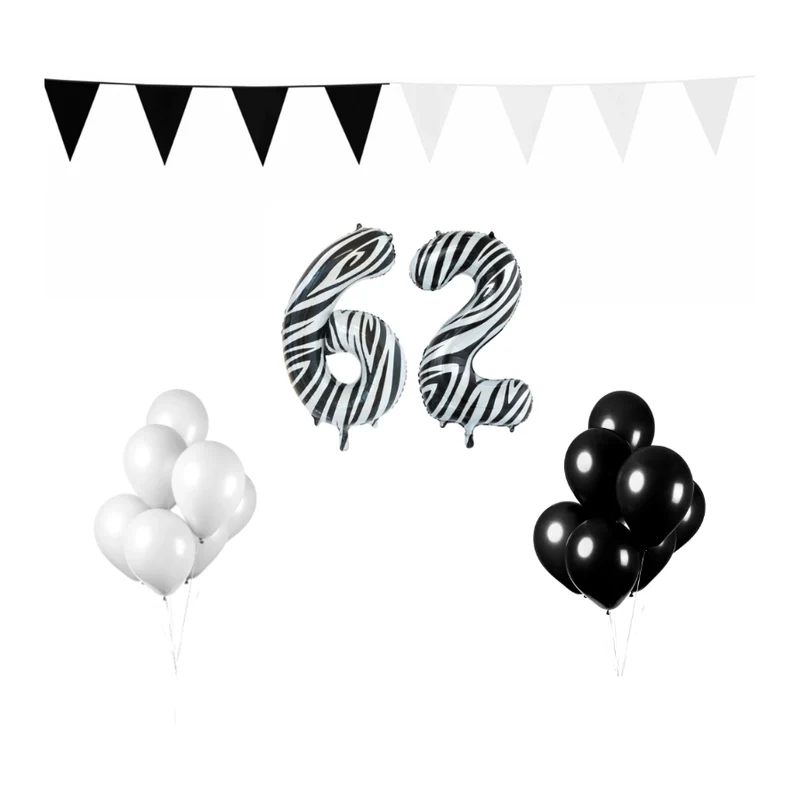62 jaar Verjaardag Versiering Pakket Zebra