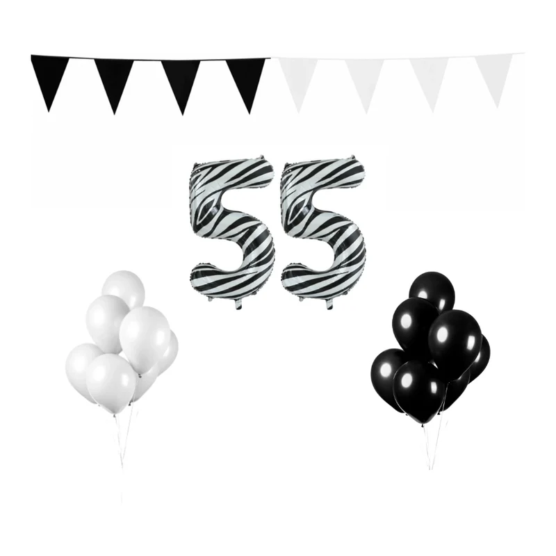 55 jaar Verjaardag Versiering Pakket Zebra