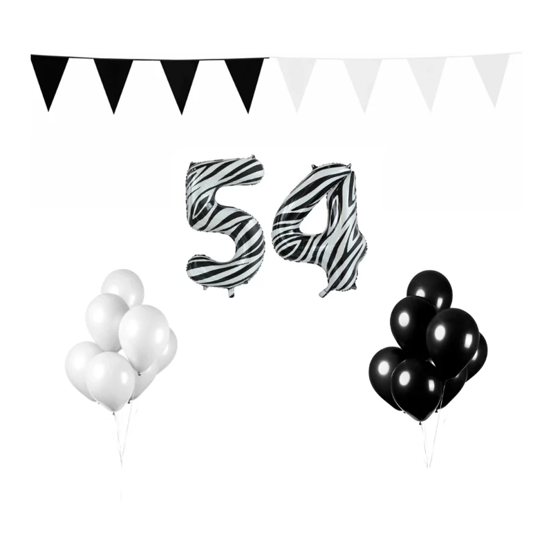 54 jaar Verjaardag Versiering Pakket Zebra