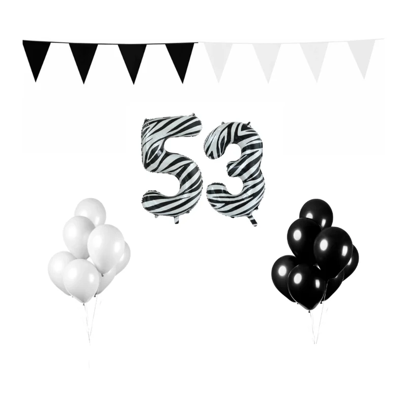 53 jaar Verjaardag Versiering Pakket Zebra