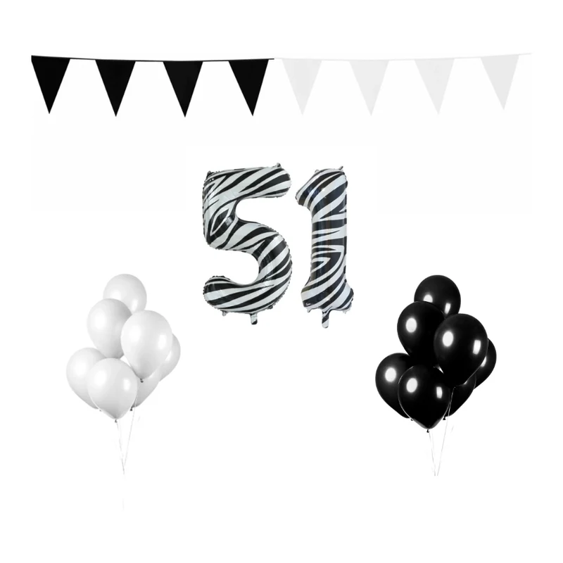 51 jaar Verjaardag Versiering Pakket Zebra