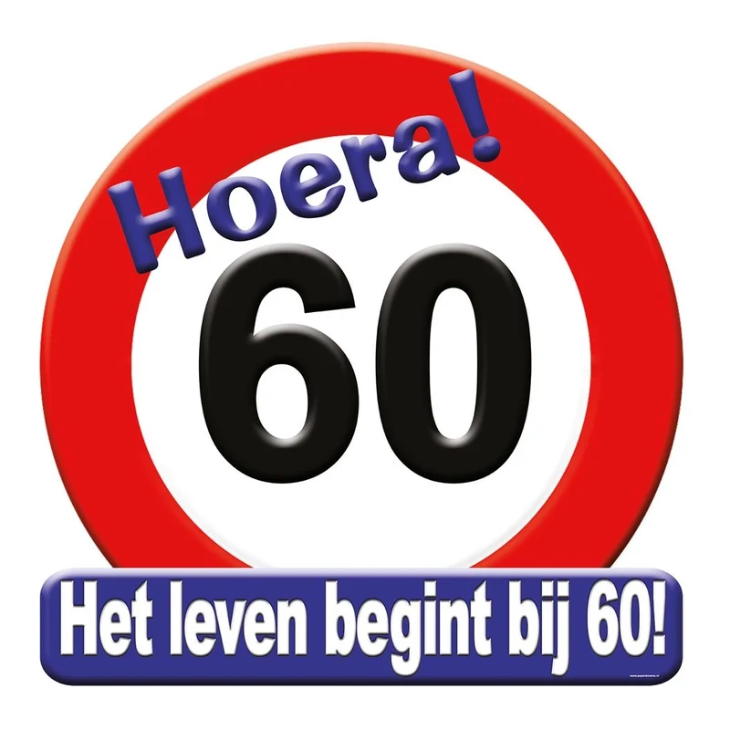 Deurbord - 60 jaar – verkeersbord