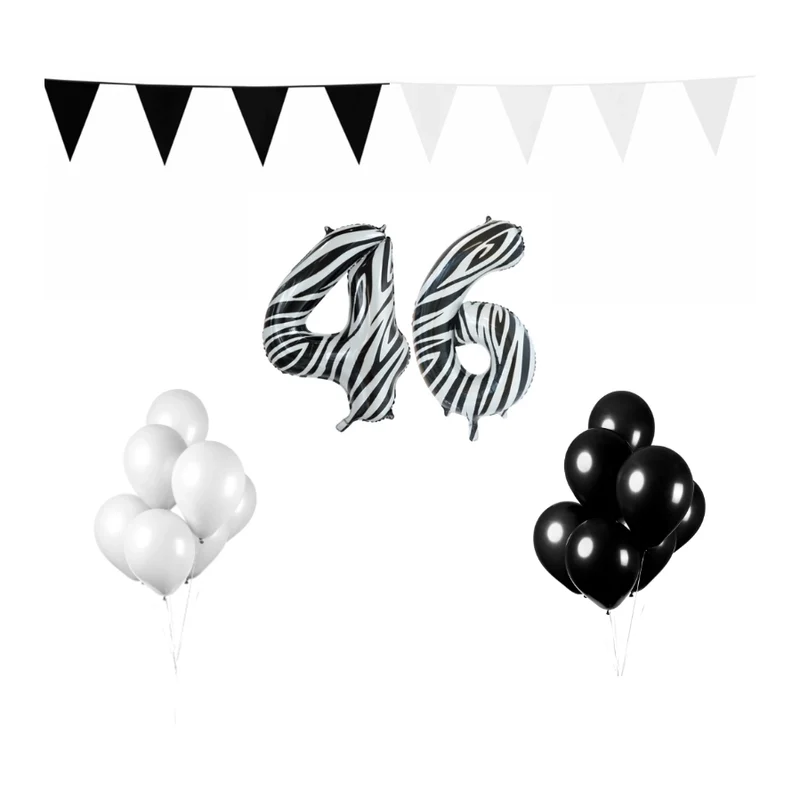 46 jaar Verjaardag Versiering Pakket Zebra