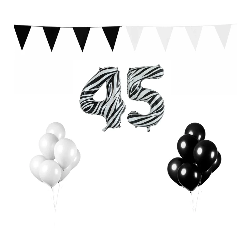 45 jaar Verjaardag Versiering Pakket Zebra