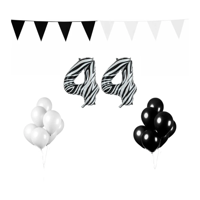 44 jaar Verjaardag Versiering Pakket Zebra