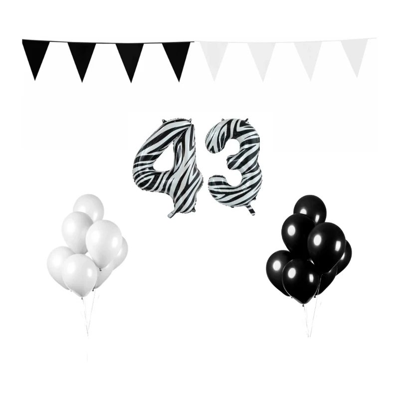 43 jaar Verjaardag Versiering Pakket Zebra