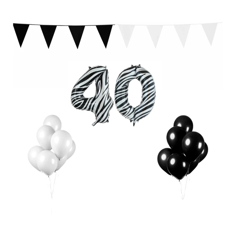 40 jaar Verjaardag Versiering Pakket Zebra