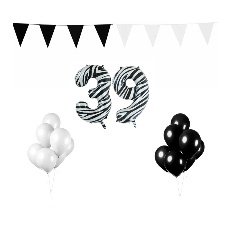 39 jaar Verjaardag Versiering Pakket Zebra
