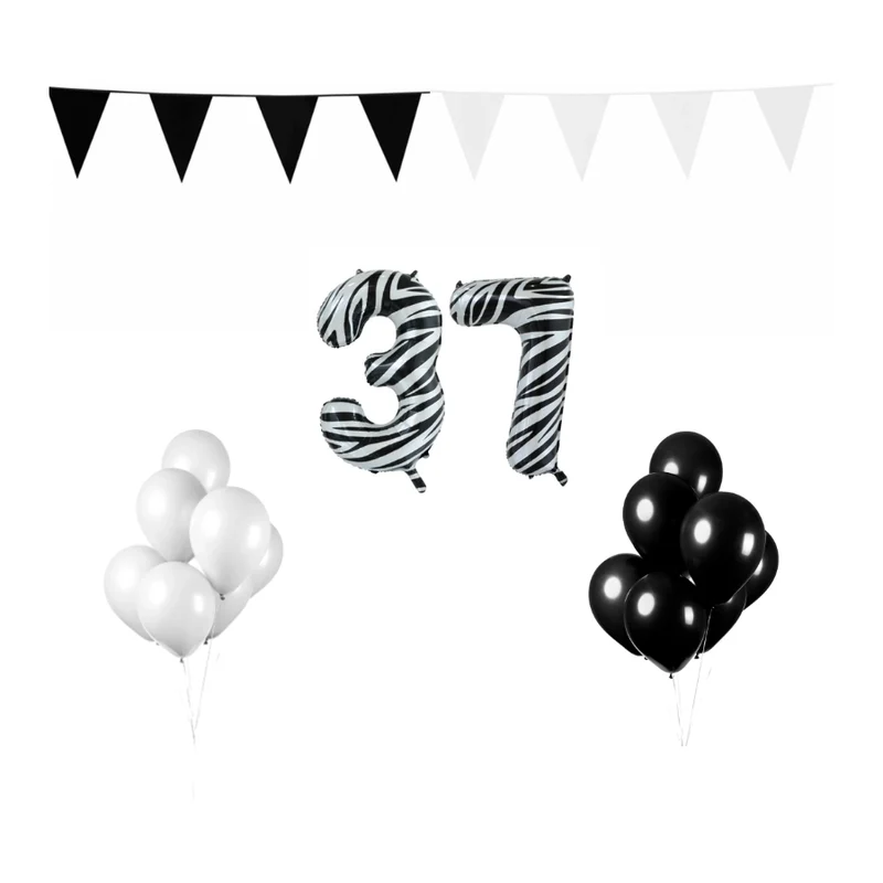 37 jaar Verjaardag Versiering Pakket Zebra