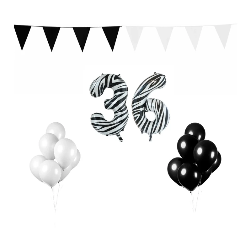 36 jaar Verjaardag Versiering Pakket Zebra