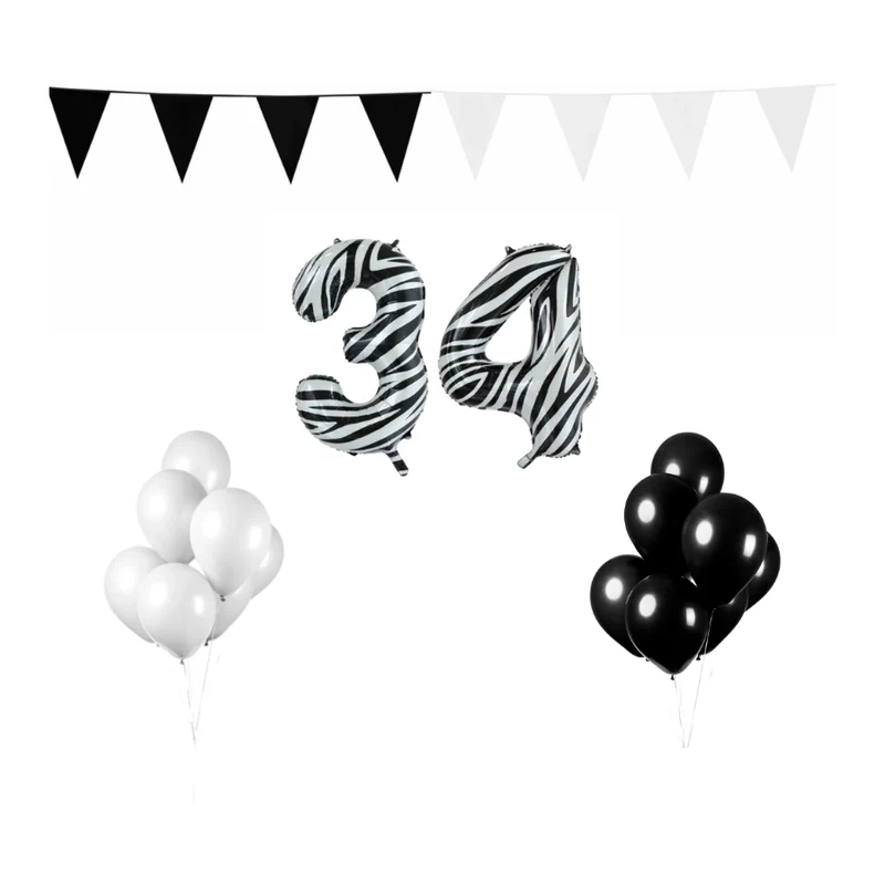 34 jaar Verjaardag Versiering Pakket Zebra