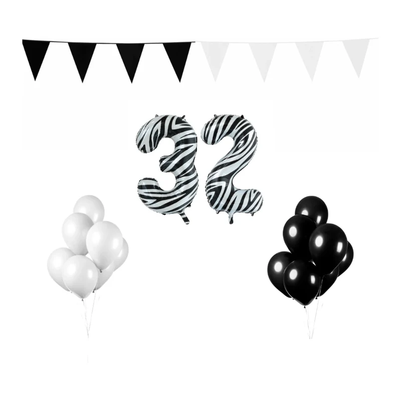 32 jaar Verjaardag Versiering Pakket Zebra